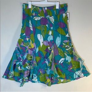 UNIFORM By John Paul Richard Pure Linen Beaded Ruffle A-Line Skirt. 16. NWT.